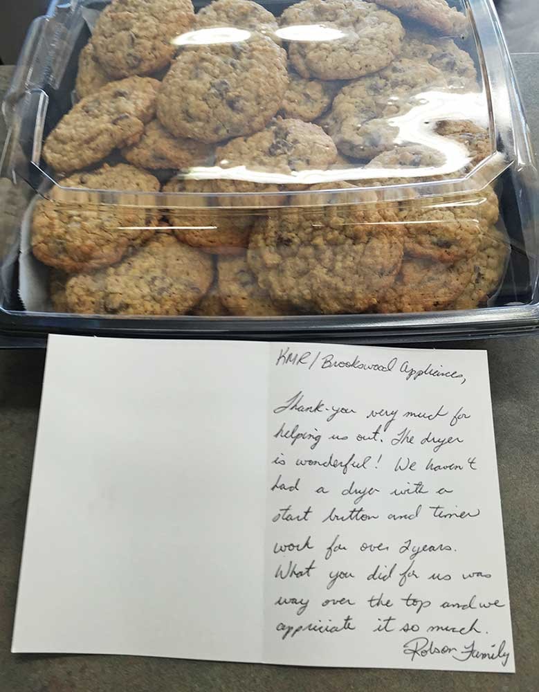A box full of thank-you cookies